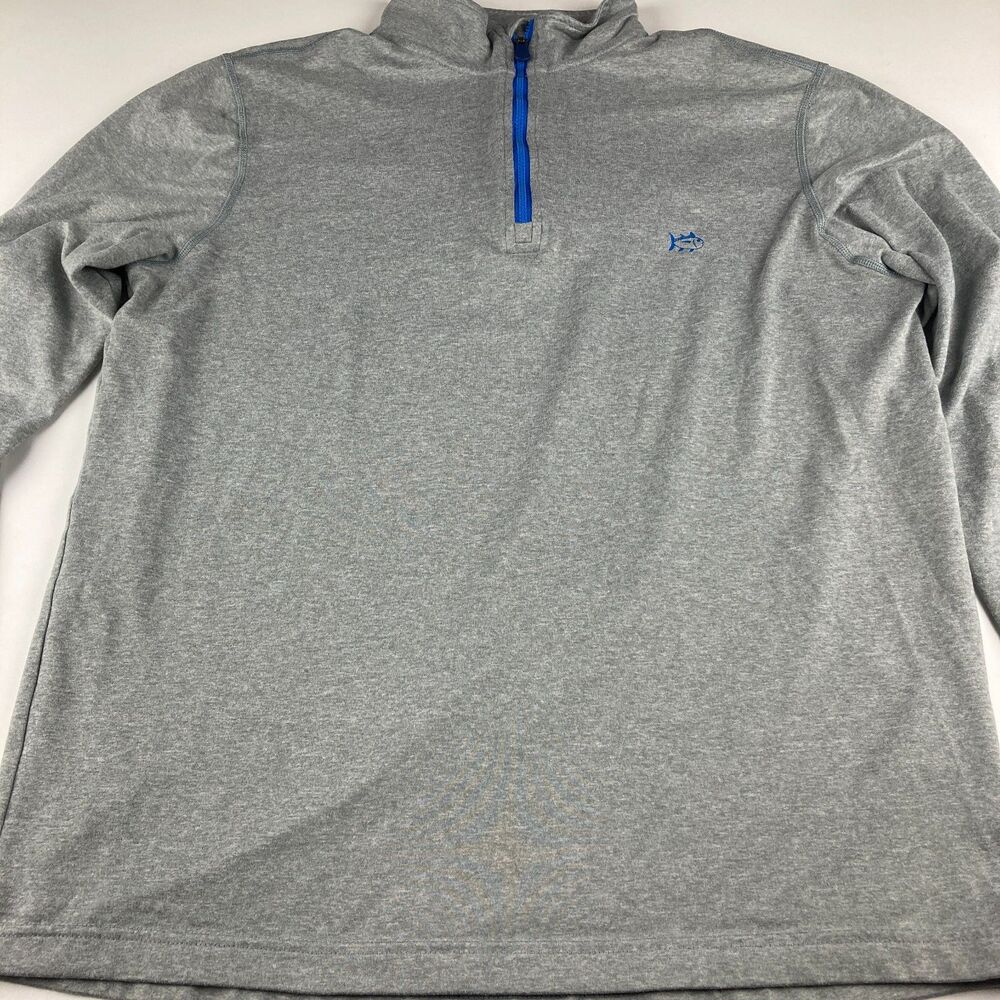 Southern Tide Mens Medium Gray Quarter Zip Pullover Skipjack Performance